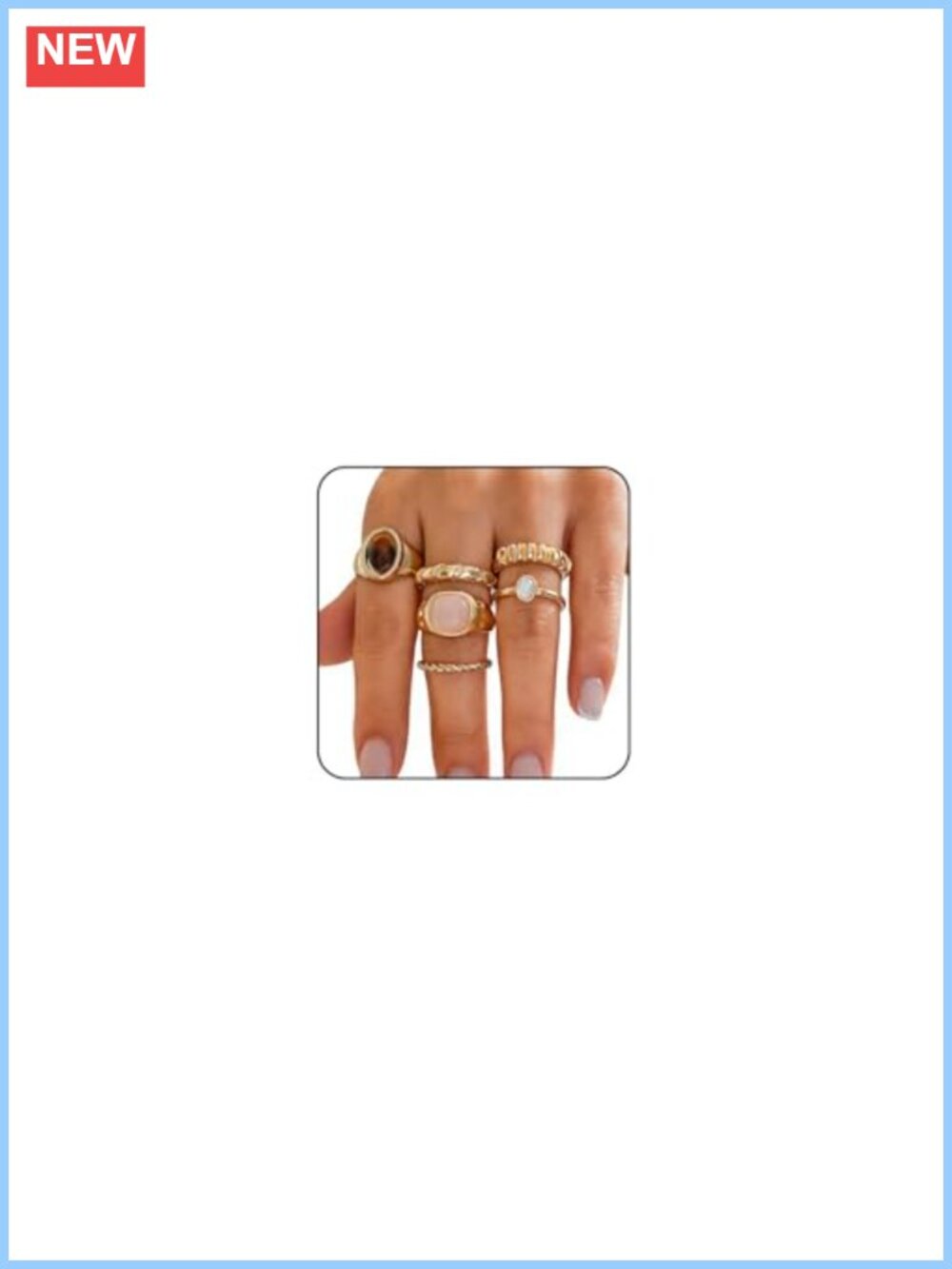 Chunky Adjustable Stackable Rings Set Statement Thick Ring